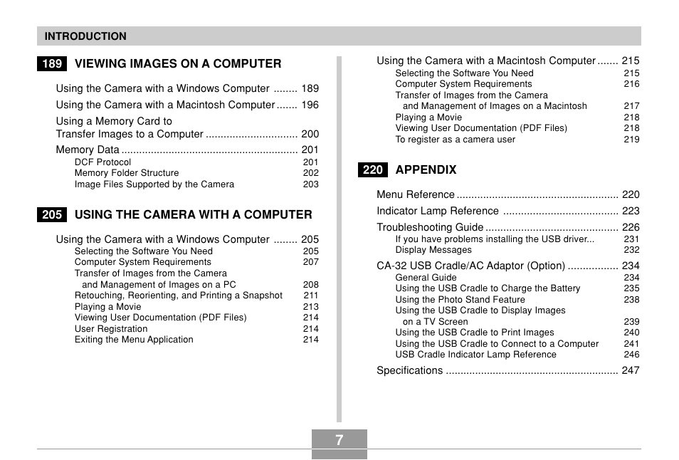 Casio EX-Z7 User Manual | Page 7 / 253