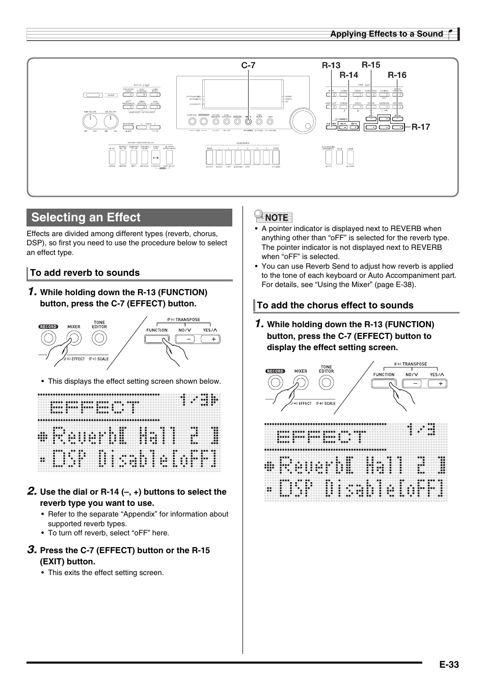 Selecting an effect | Casio AT-5 User Manual | Page 35 / 163