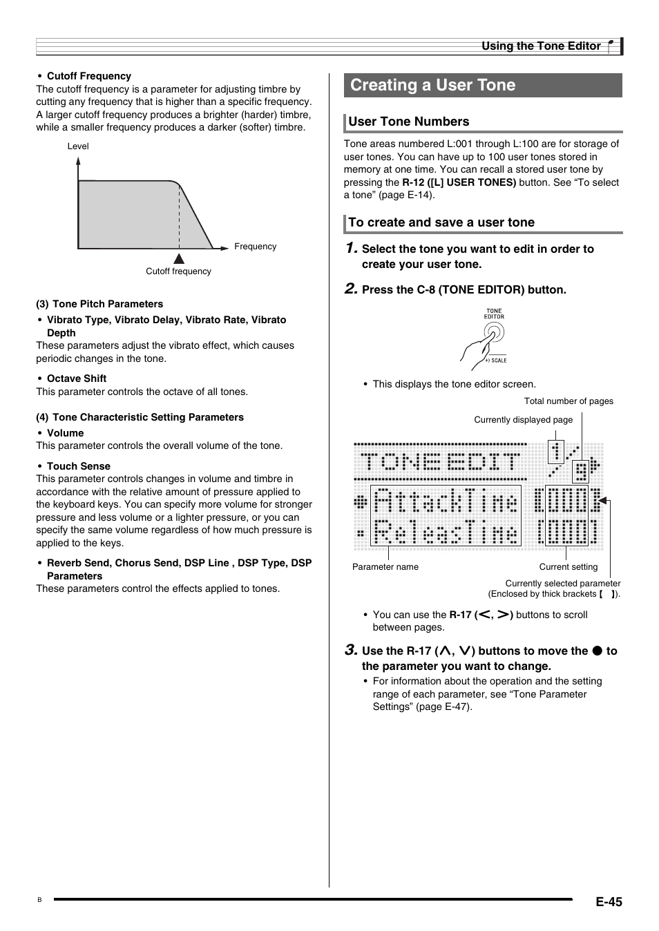 Creating a user tone | Casio AT-5 User Manual | Page 47 / 163