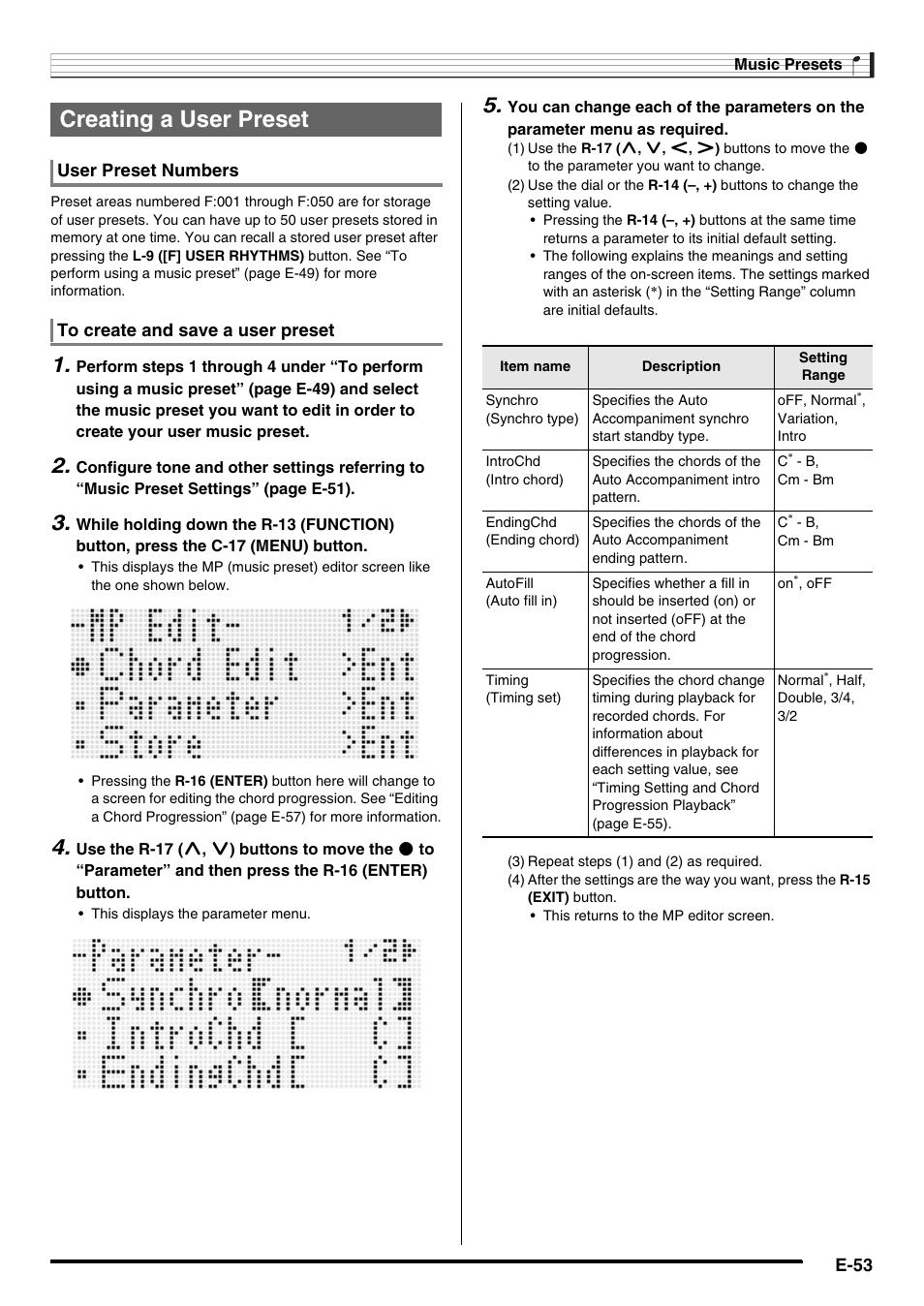 Creating a user preset | Casio AT-5 User Manual | Page 55 / 163