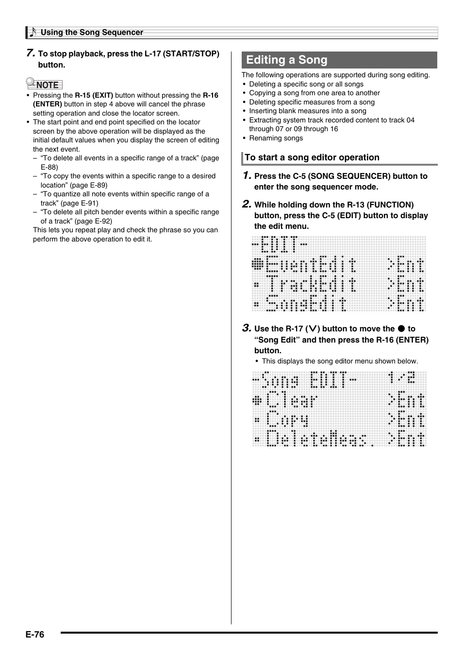 Editing a song | Casio AT-5 User Manual | Page 78 / 163