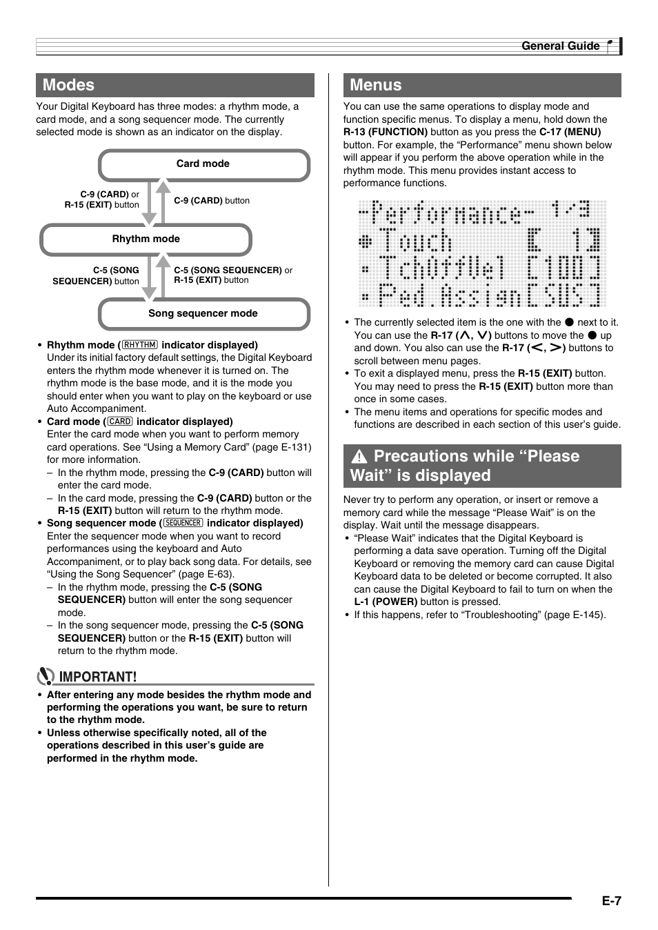 Modes | Casio AT-5 User Manual | Page 9 / 163