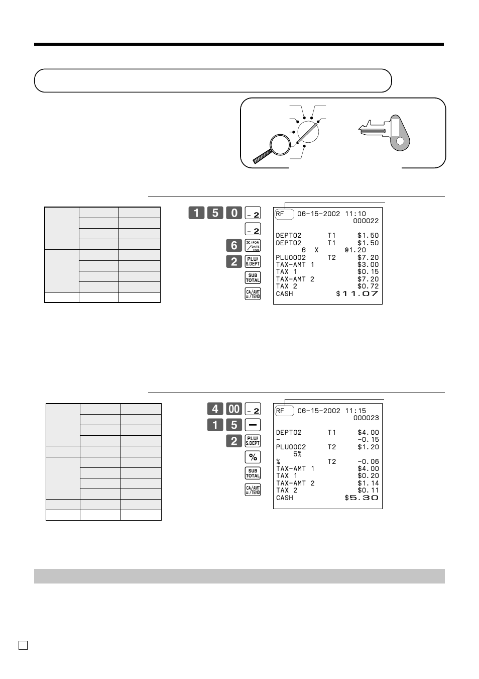Registering returned goods in the rf mode, Basic operations and setups, ' 15 m 2 * p s a | Casio CE-T100 User Manual | Page 38 / 92