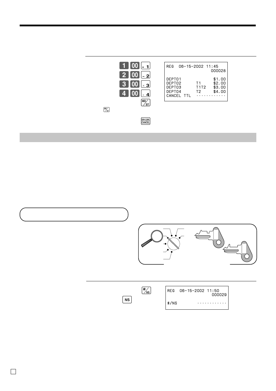 No sale registration, Basic operations and setups, & 2- ' 3- ( 4- ) m e | Casio CE-T100 User Manual | Page 42 / 92