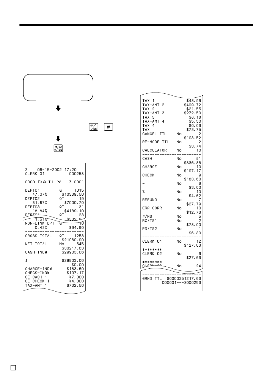 Convenient operations and setups, X mode, Z mode | Read, Reset, Mode switch, These items can be skipped by programming, Money declaration, Cash in drawer amount | Casio CE-T100 User Manual | Page 78 / 92