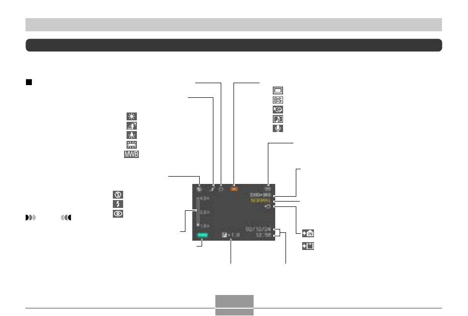 Monitor screen contents, Rec mode | Casio EX-M2 User Manual | Page 20 / 117