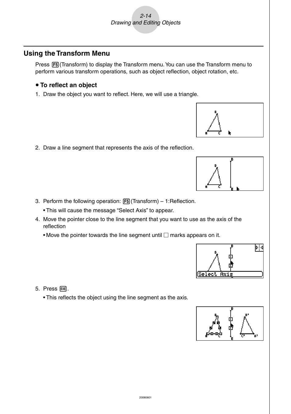 Using the transform menu | Casio Geometry User Manual | Page 24 / 70