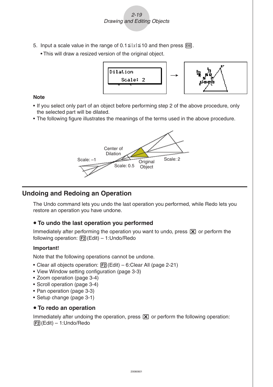 Undoing and redoing an operation | Casio Geometry User Manual | Page 29 / 70