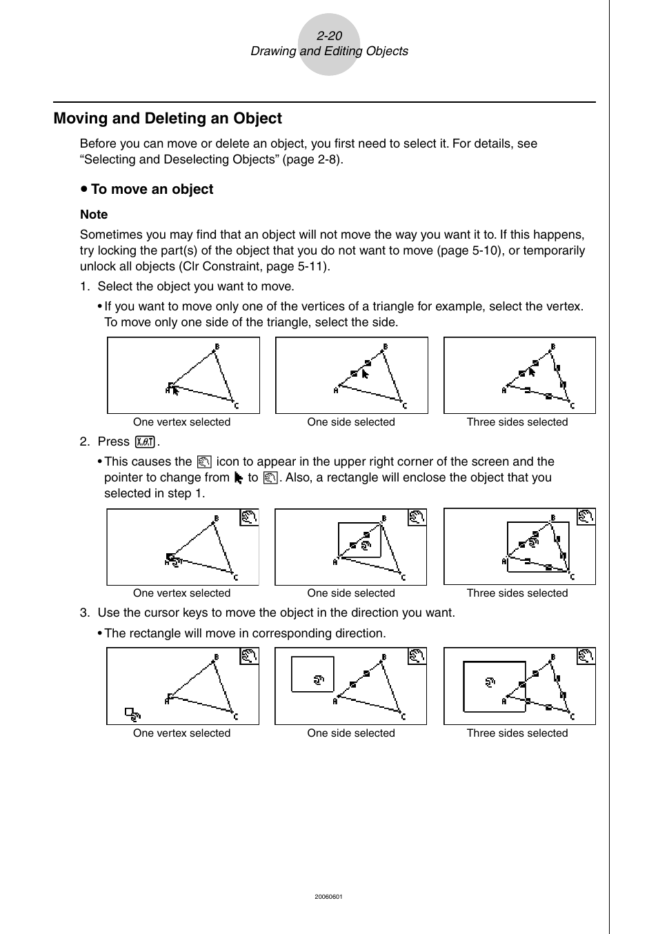 Moving and deleting an object | Casio Geometry User Manual | Page 30 / 70