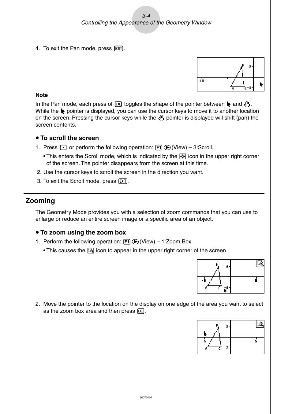 Zooming | Casio Geometry User Manual | Page 36 / 70