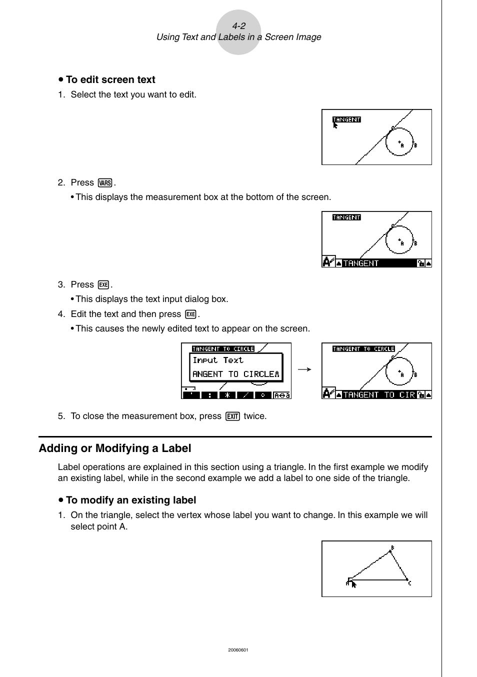 Adding or modifying a label | Casio Geometry User Manual | Page 39 / 70