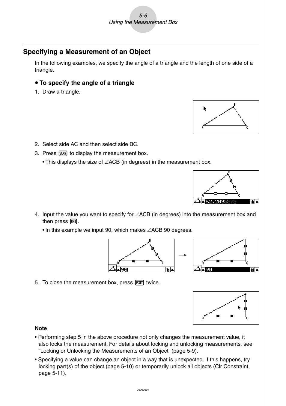 Specifying a measurement of an object | Casio Geometry User Manual | Page 47 / 70