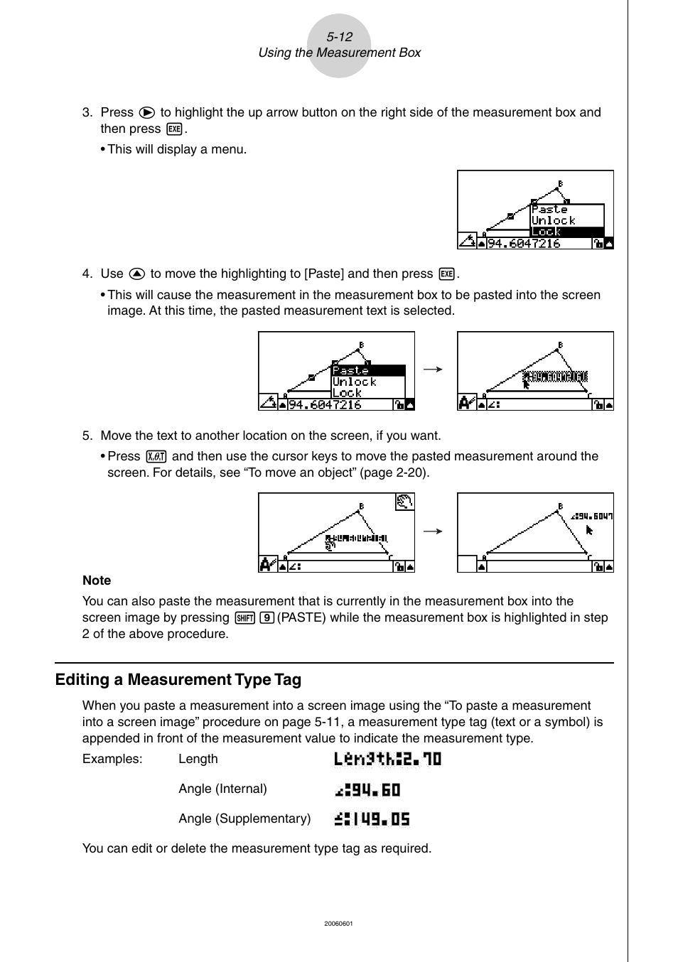 Editing a measurement type tag | Casio Geometry User Manual | Page 53 / 70
