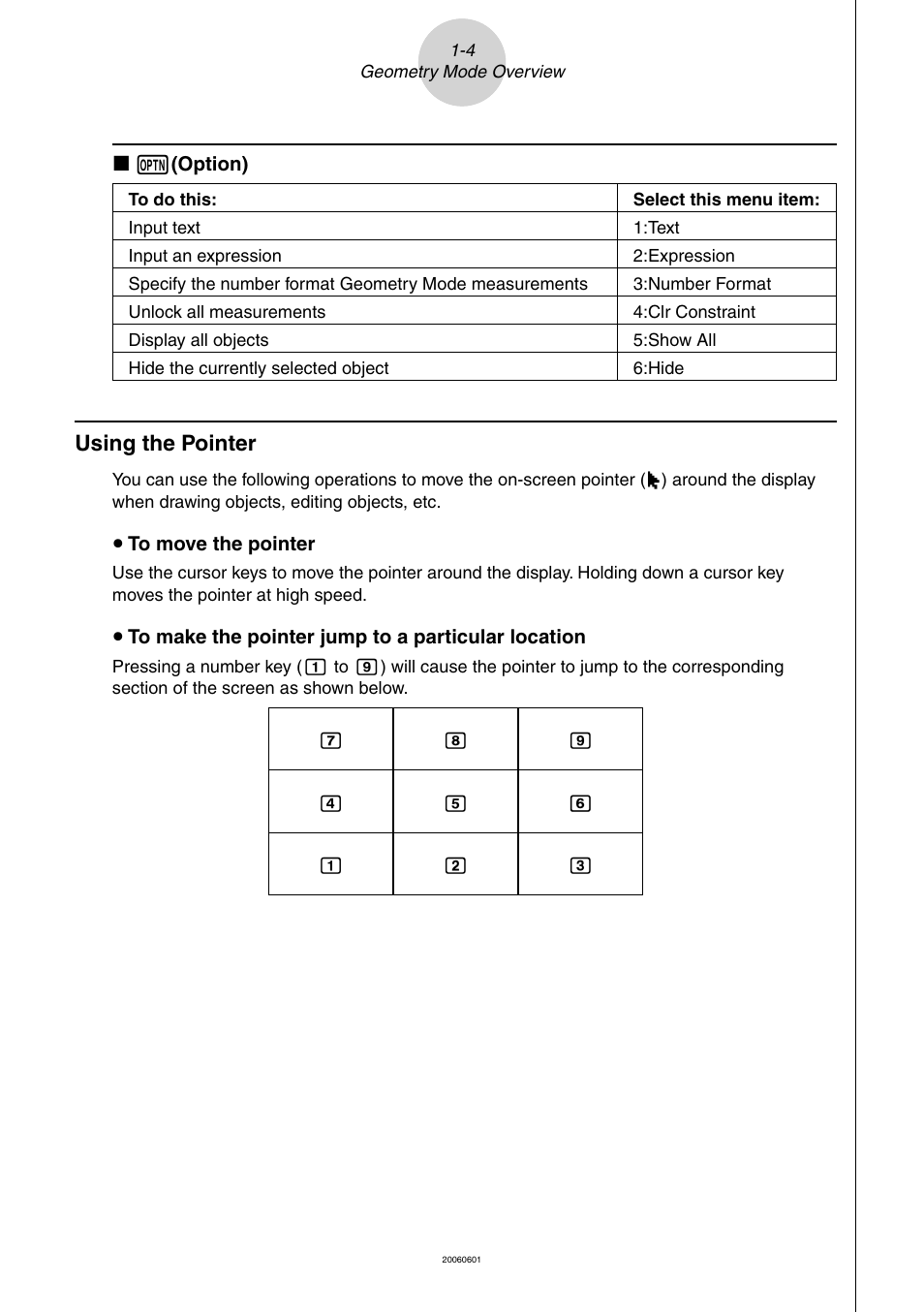 Using the pointer | Casio Geometry User Manual | Page 6 / 70