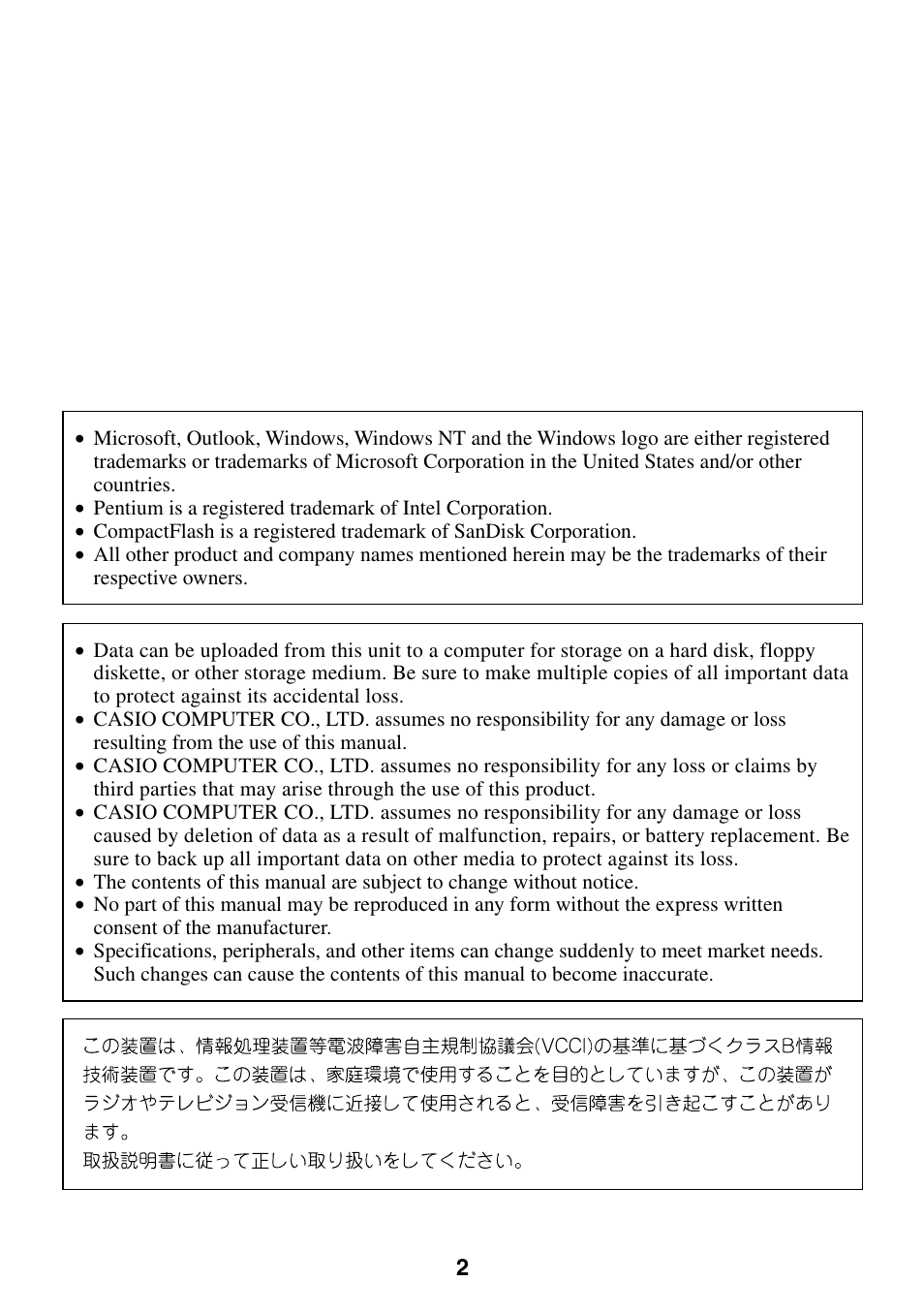 Casio CASSIOPEIA User Manual | Page 2 / 47