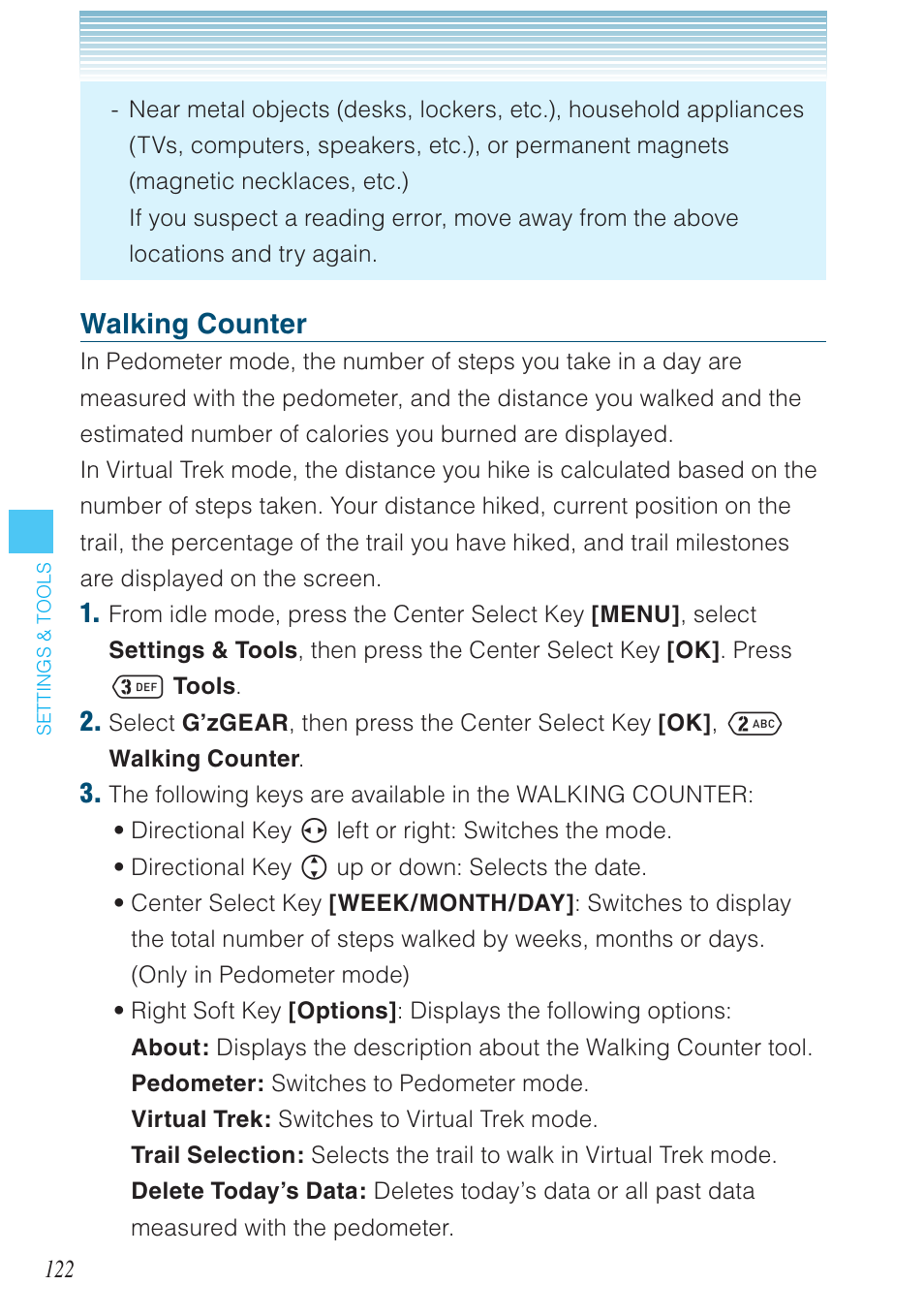 Walking counter | Casio G'zOne Ravine User Manual | Page 123 / 212