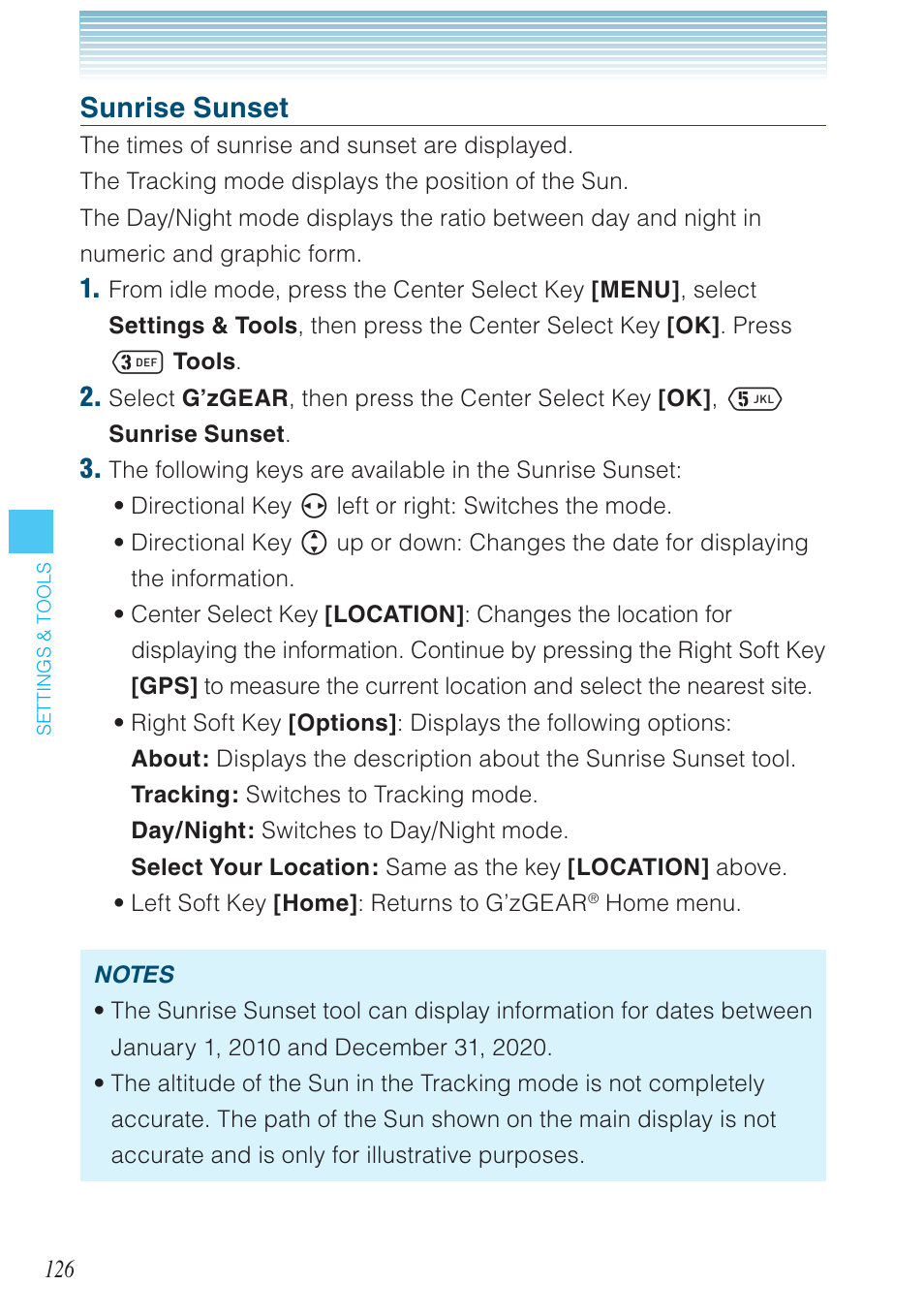 Sunrise sunset | Casio G'zOne Ravine User Manual | Page 127 / 212