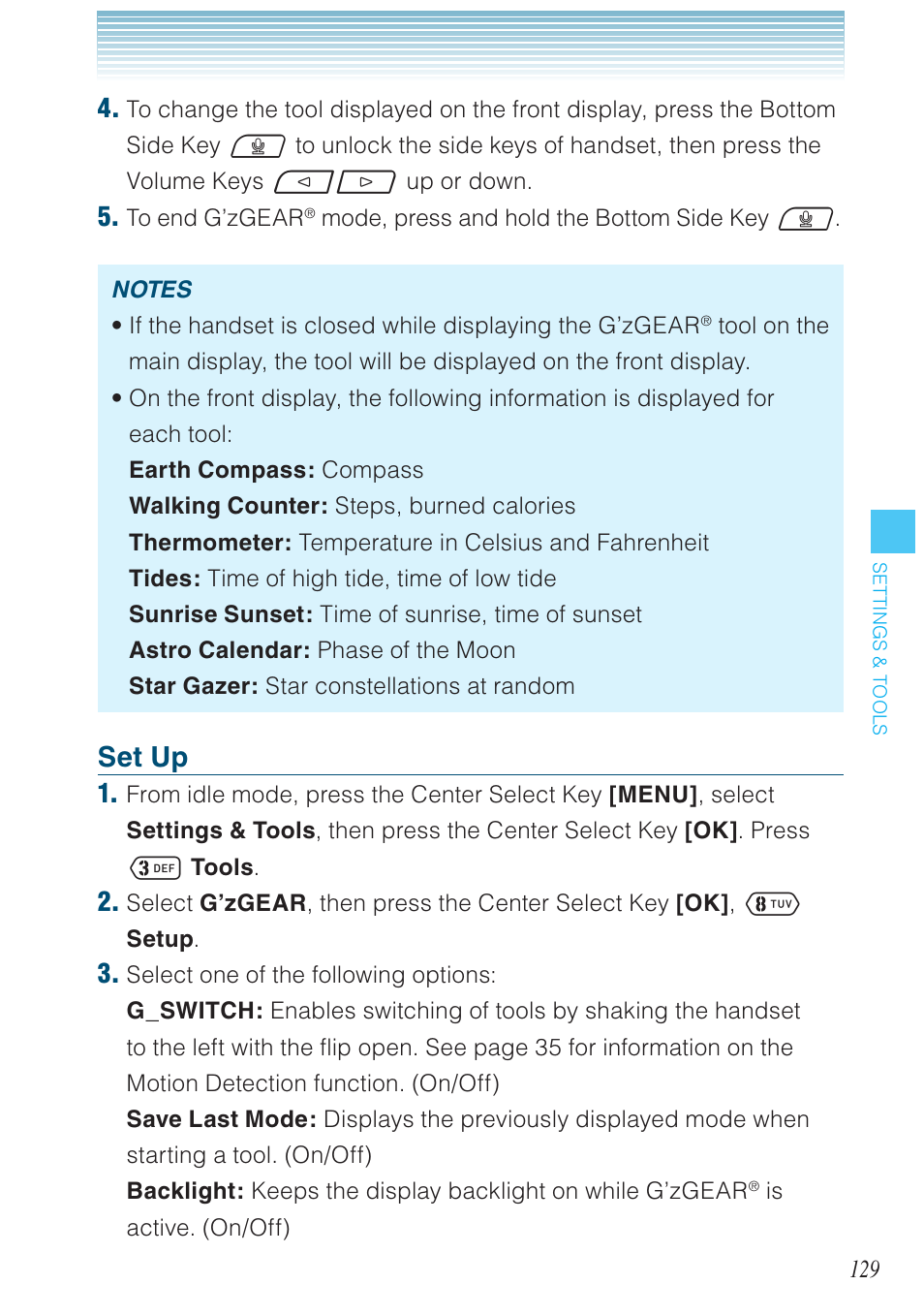 Set up | Casio G'zOne Ravine User Manual | Page 130 / 212