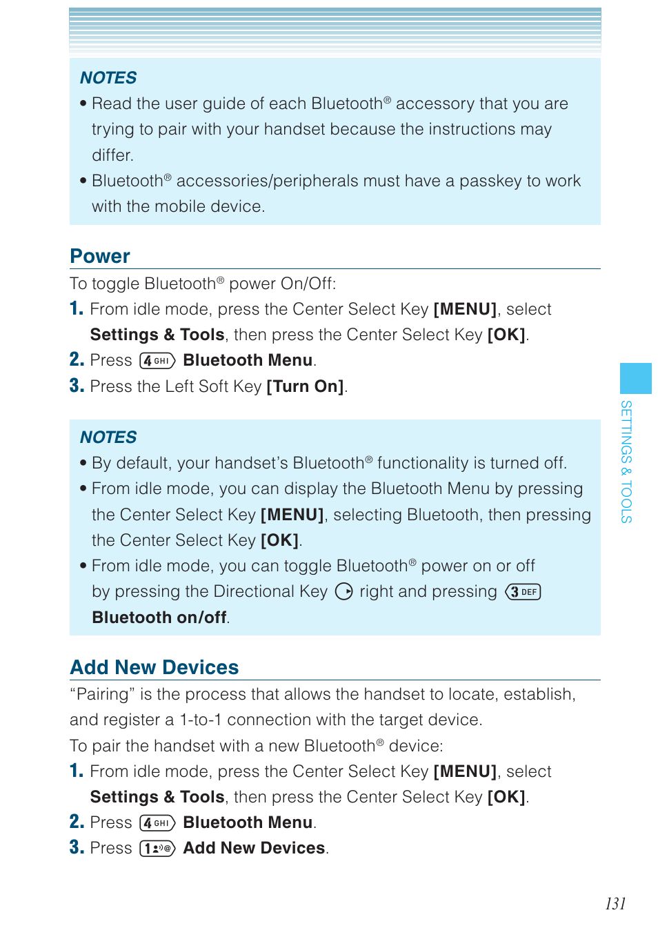 Power, Add new devices | Casio G'zOne Ravine User Manual | Page 132 / 212