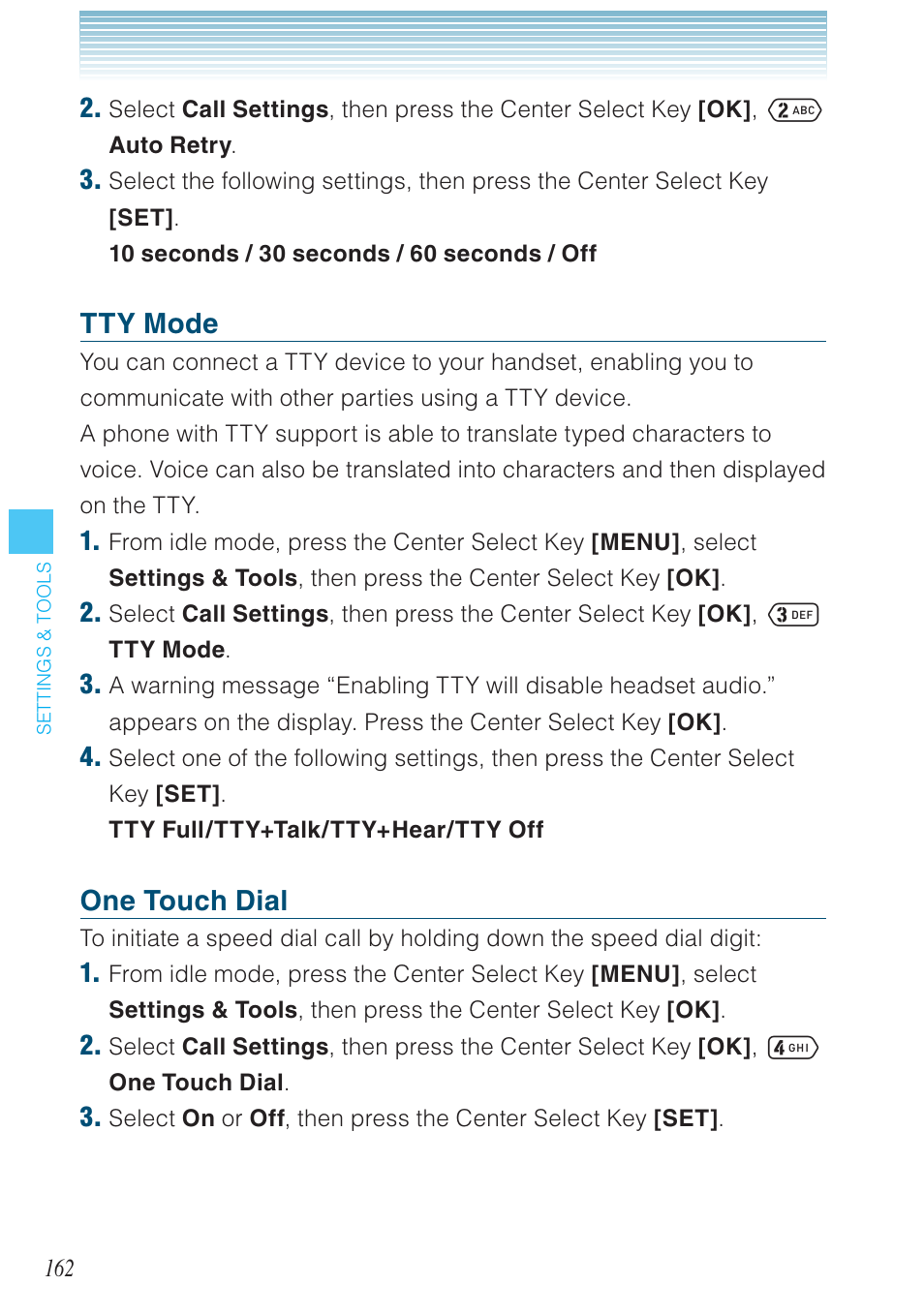 Tty mode, One touch dial | Casio G'zOne Ravine User Manual | Page 163 / 212