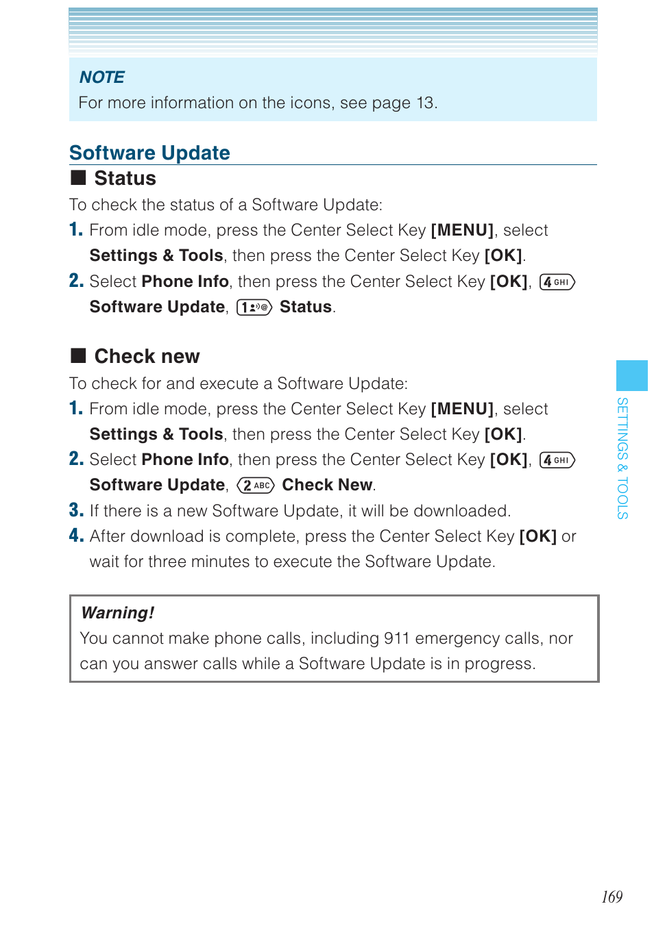 Software update status, Check new | Casio G'zOne Ravine User Manual | Page 170 / 212