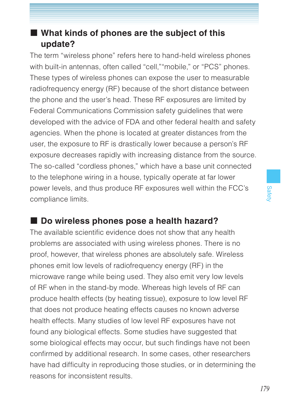 Do wireless phones pose a health hazard | Casio G'zOne Ravine User Manual | Page 180 / 212