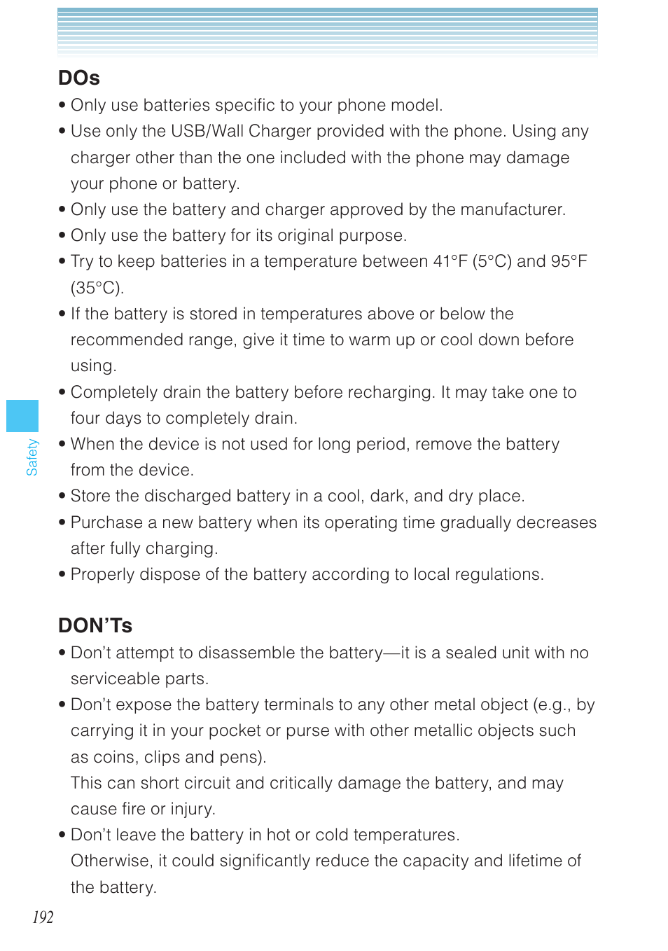 Don’ts | Casio G'zOne Ravine User Manual | Page 193 / 212