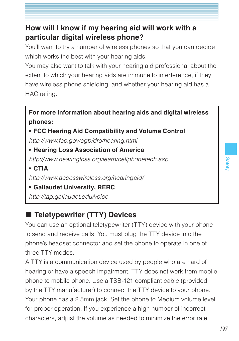 Teletypewriter (tty) devices | Casio G'zOne Ravine User Manual | Page 198 / 212