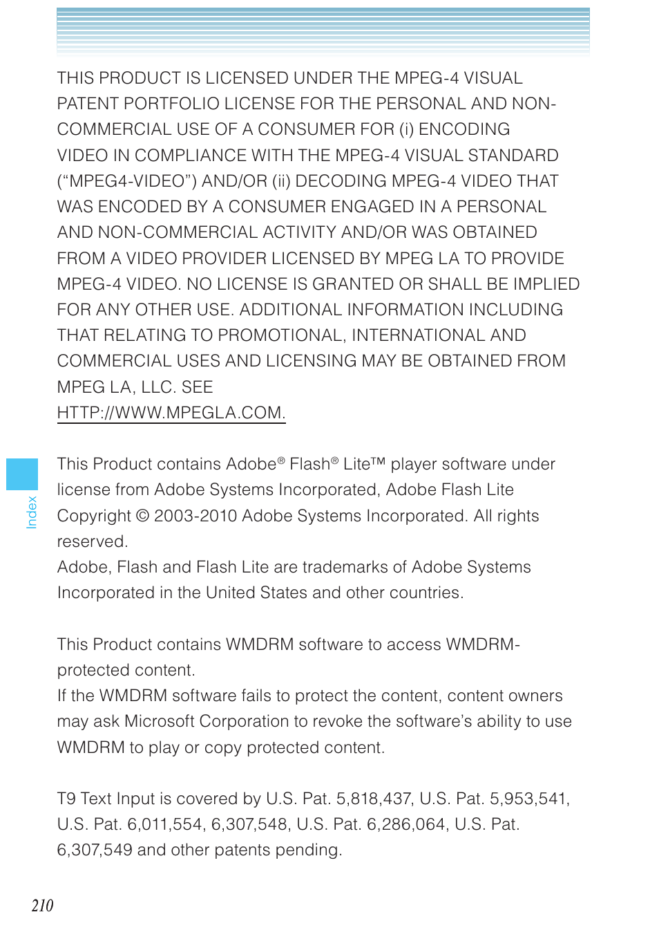 Casio G'zOne Ravine User Manual | Page 211 / 212