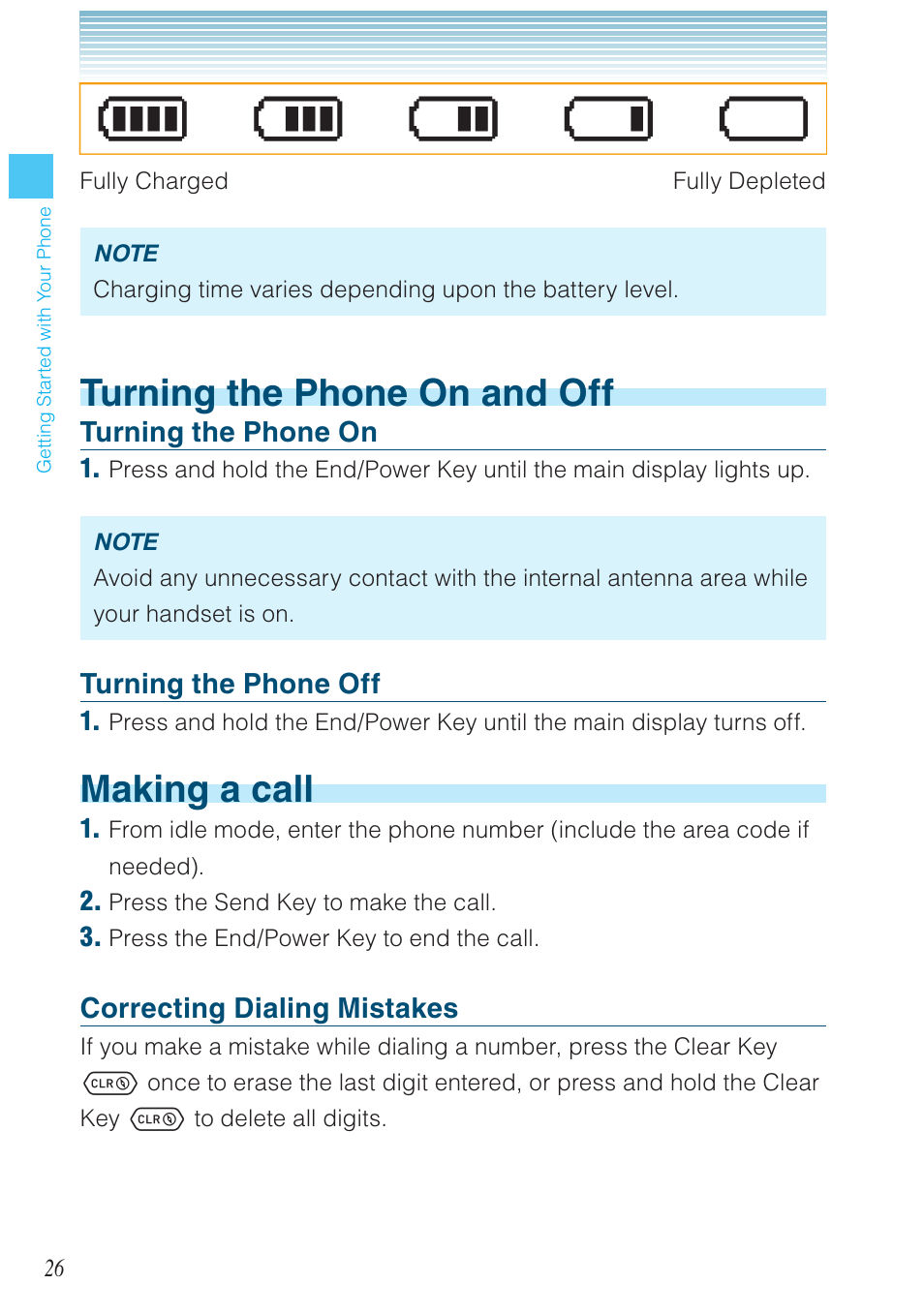 Turning the phone on and off, Making a call, Turning the phone on | Turning the phone off, Correcting dialing mistakes | Casio G'zOne Ravine User Manual | Page 27 / 212