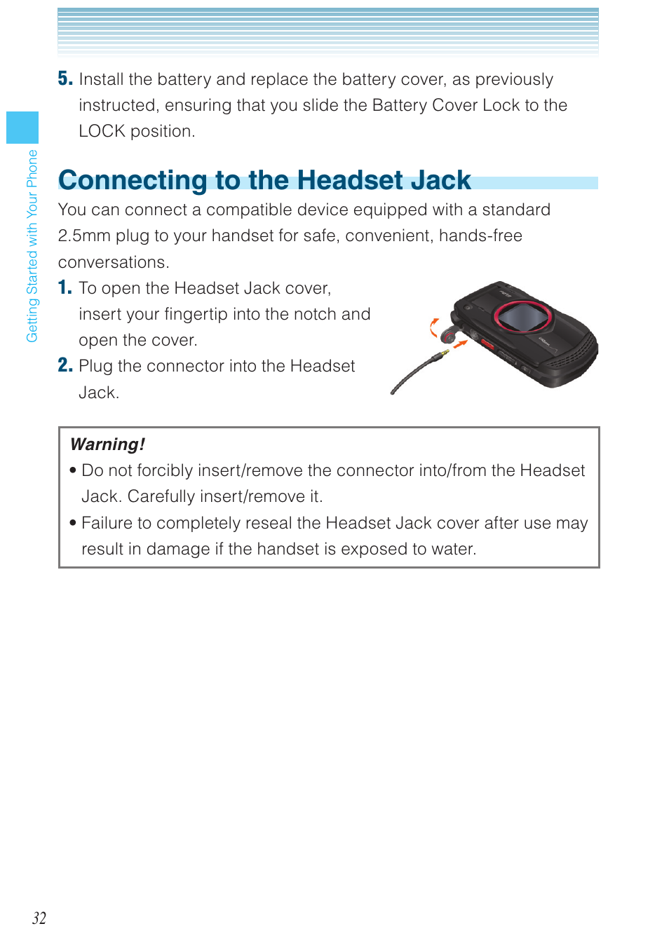 Connecting to the headset jack | Casio G'zOne Ravine User Manual | Page 33 / 212