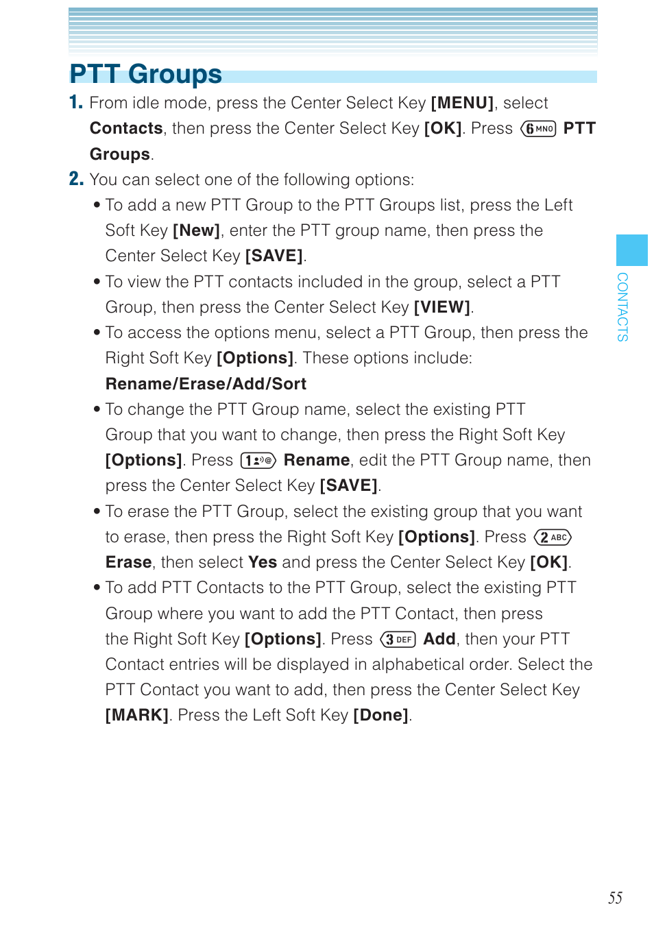 Ptt groups | Casio G'zOne Ravine User Manual | Page 56 / 212