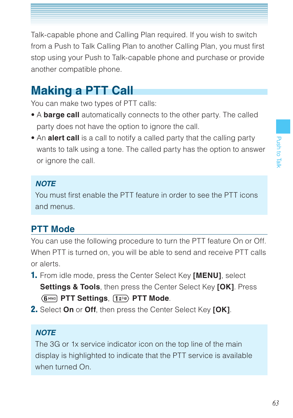 Making a ptt call, Ptt mode | Casio G'zOne Ravine User Manual | Page 64 / 212
