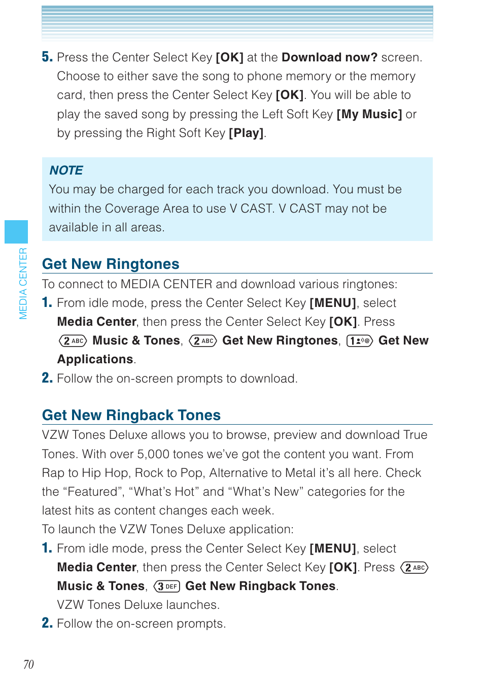 Get new ringtones, Get new ringback tones | Casio G'zOne Ravine User Manual | Page 71 / 212