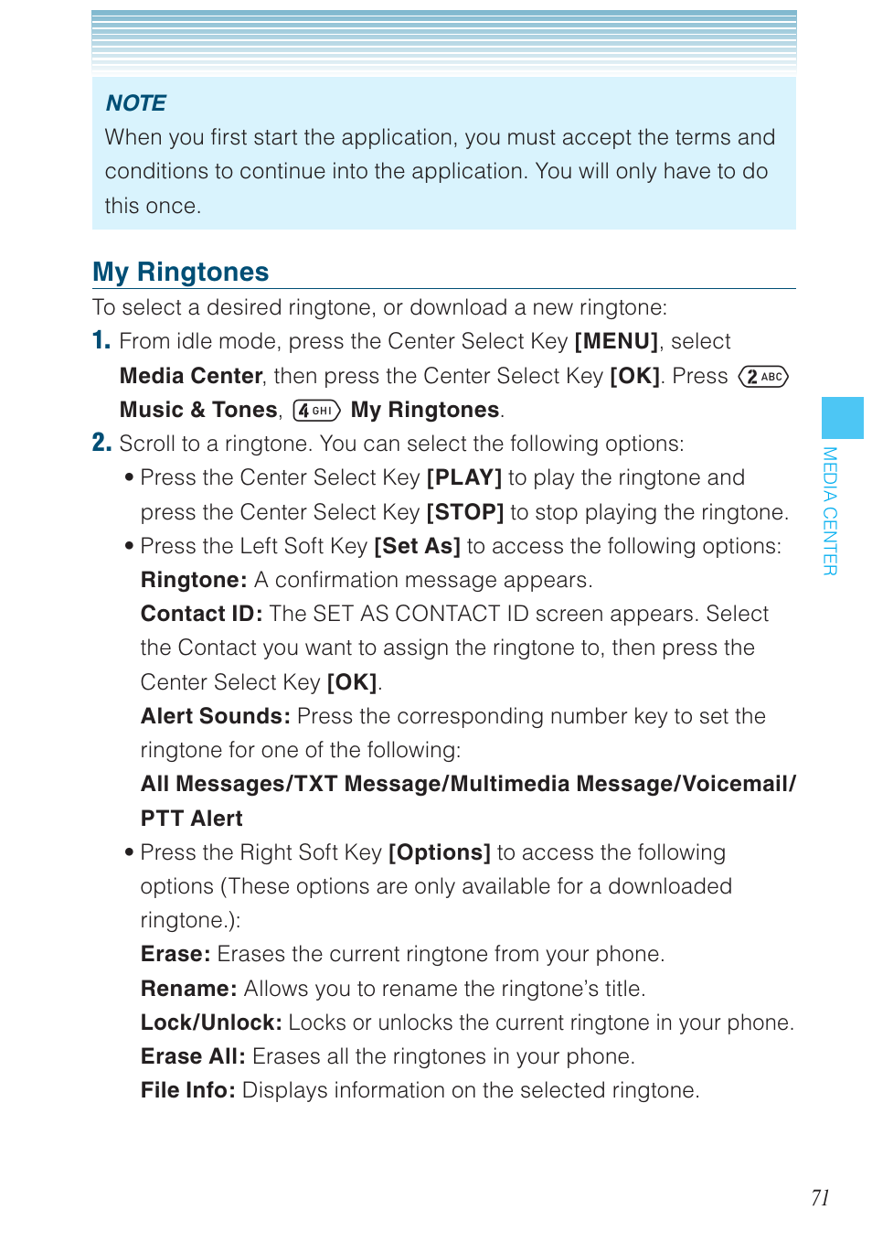 My ringtones | Casio G'zOne Ravine User Manual | Page 72 / 212