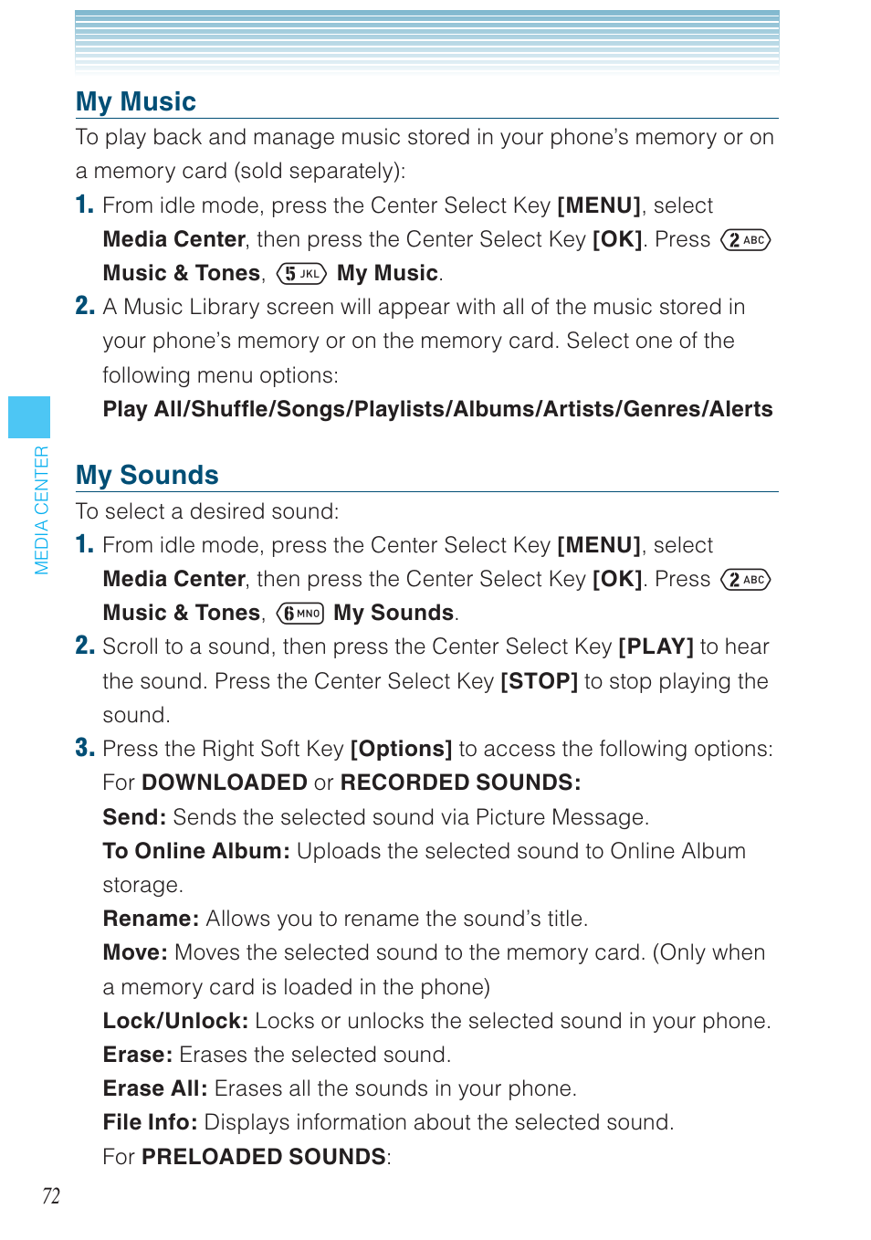 My music, My sounds | Casio G'zOne Ravine User Manual | Page 73 / 212