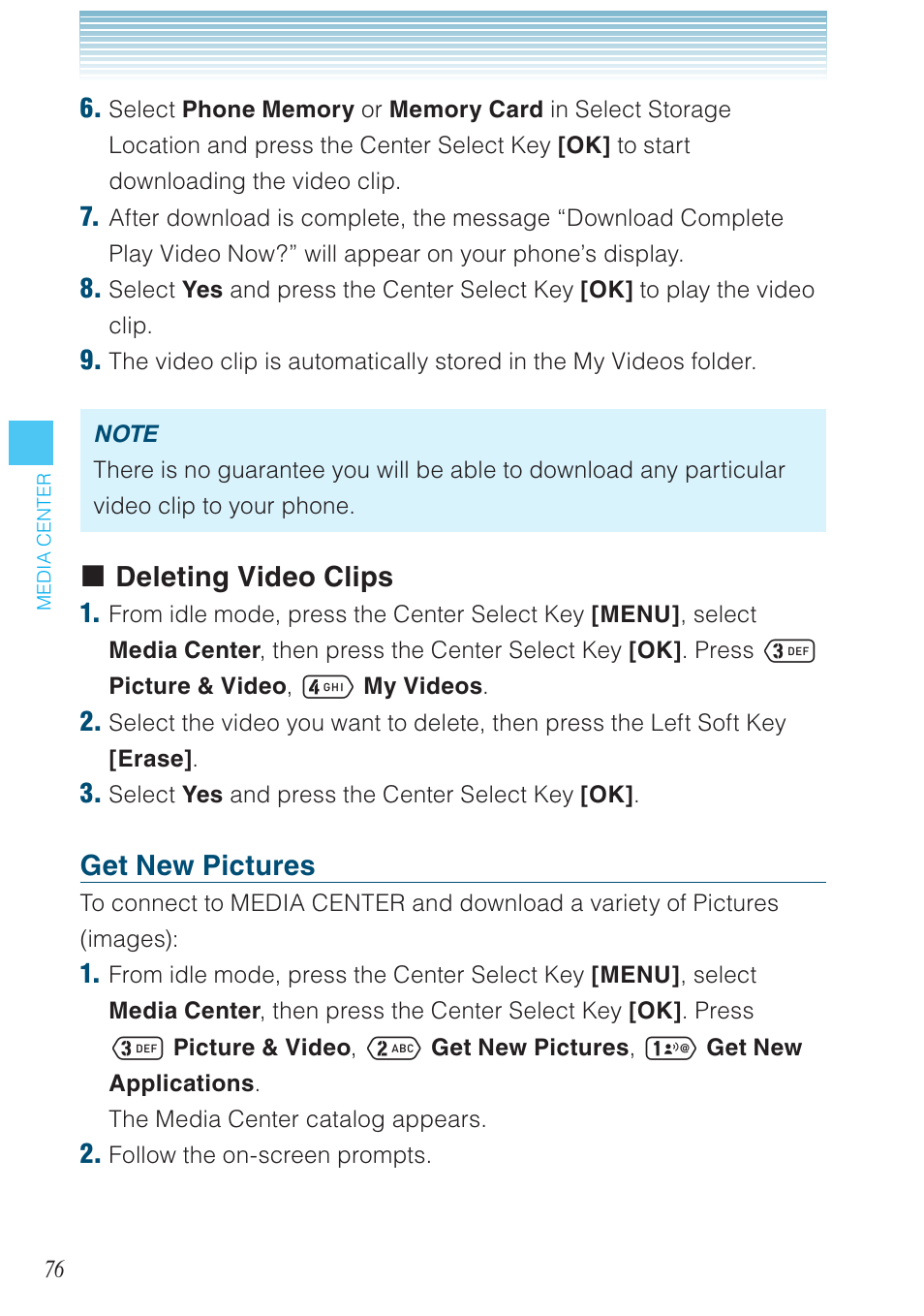 Deleting video clips, Get new pictures | Casio G'zOne Ravine User Manual | Page 77 / 212