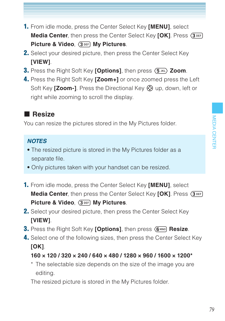 Resize | Casio G'zOne Ravine User Manual | Page 80 / 212