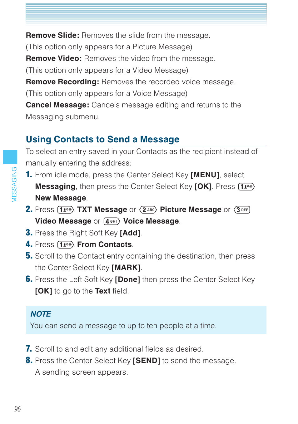 Using contacts to send a message | Casio G'zOne Ravine User Manual | Page 97 / 212