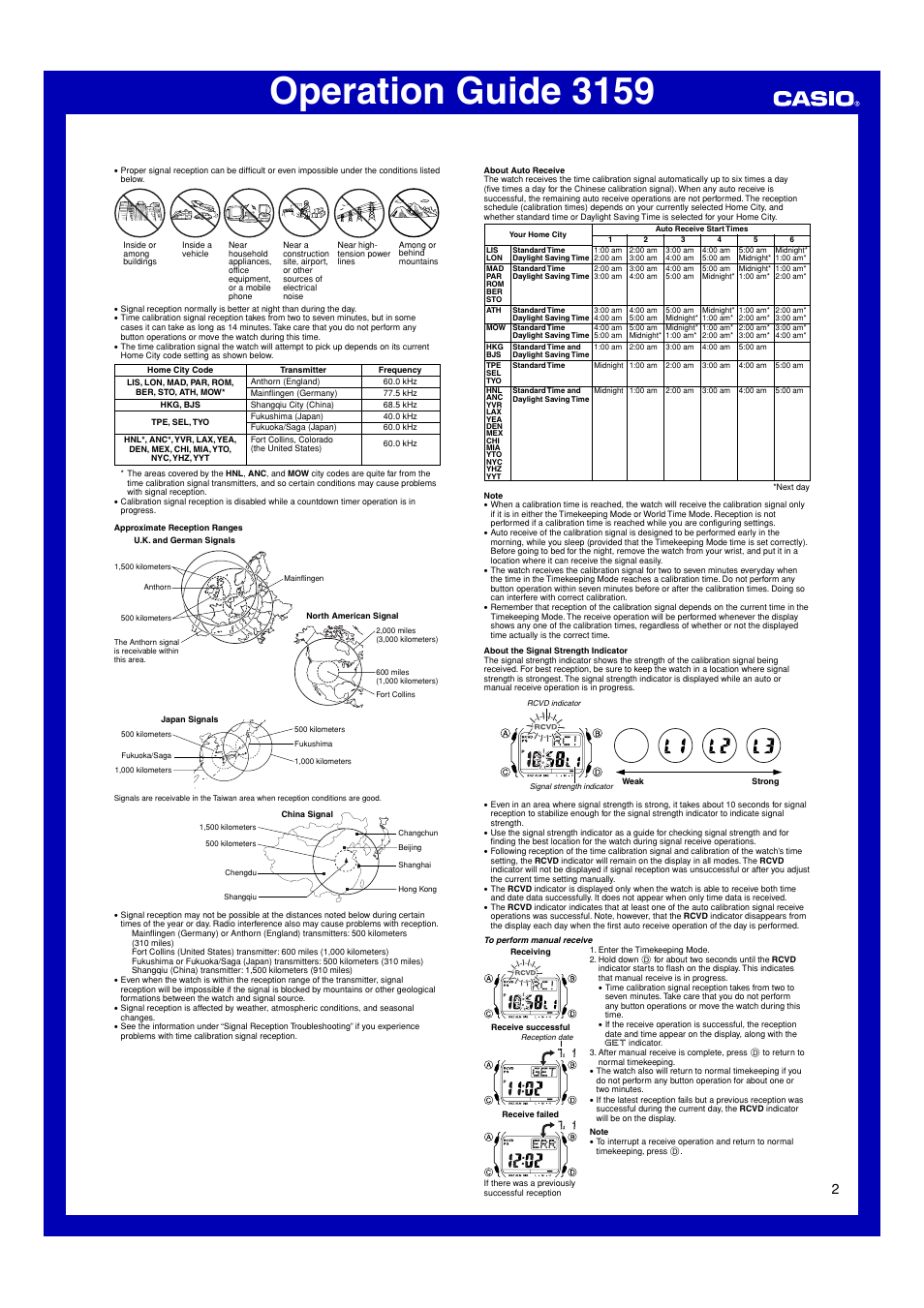 Operation guide 3159 | Casio 3159 User Manual | Page 2 / 6