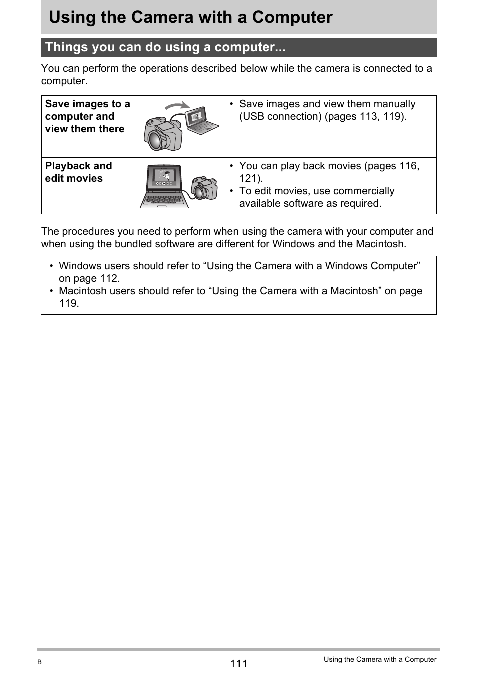 Using the camera with a computer, Things you can do using a computer | Casio EXILIM EX-FH20 User Manual | Page 111 / 176