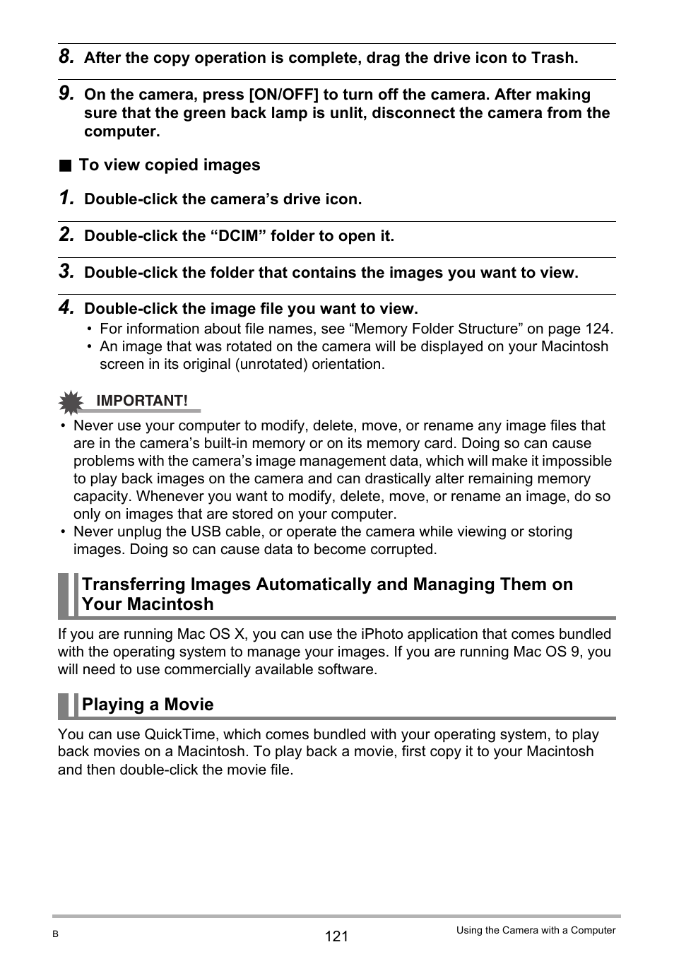 Playing a movie | Casio EXILIM EX-FH20 User Manual | Page 121 / 176