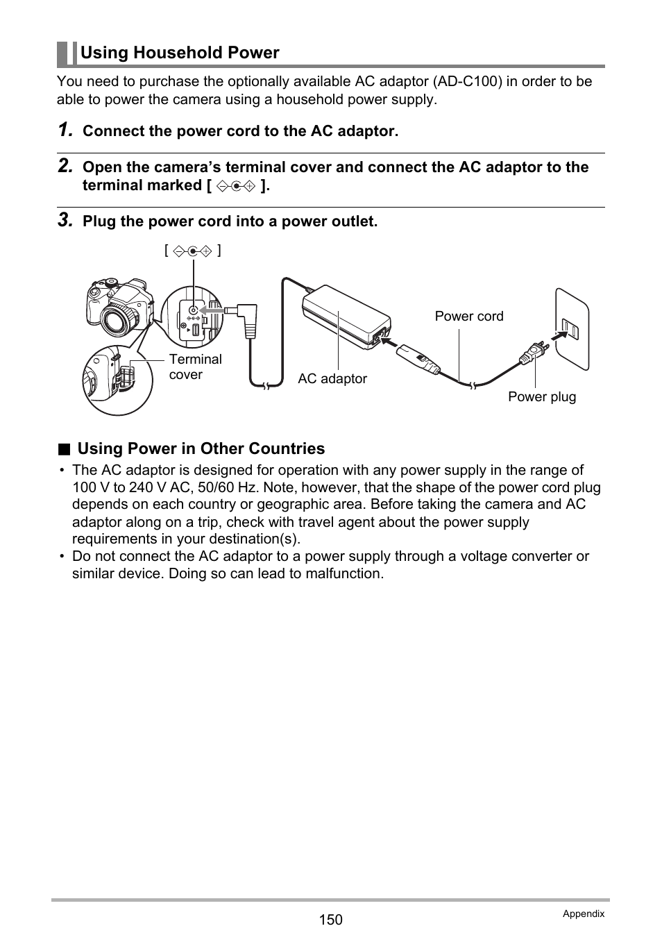 Using household power | Casio EXILIM EX-FH20 User Manual | Page 150 / 176