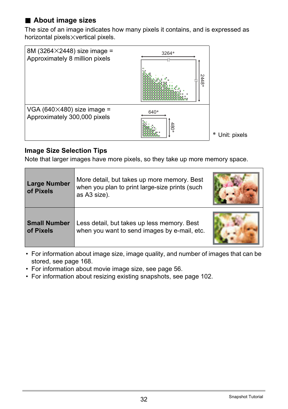 About image sizes | Casio EXILIM EX-FH20 User Manual | Page 32 / 176
