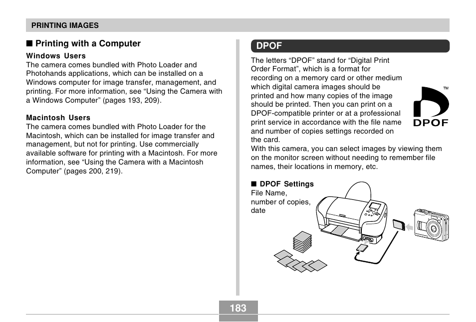 Dpof | Casio EX-Z110 User Manual | Page 183 / 242