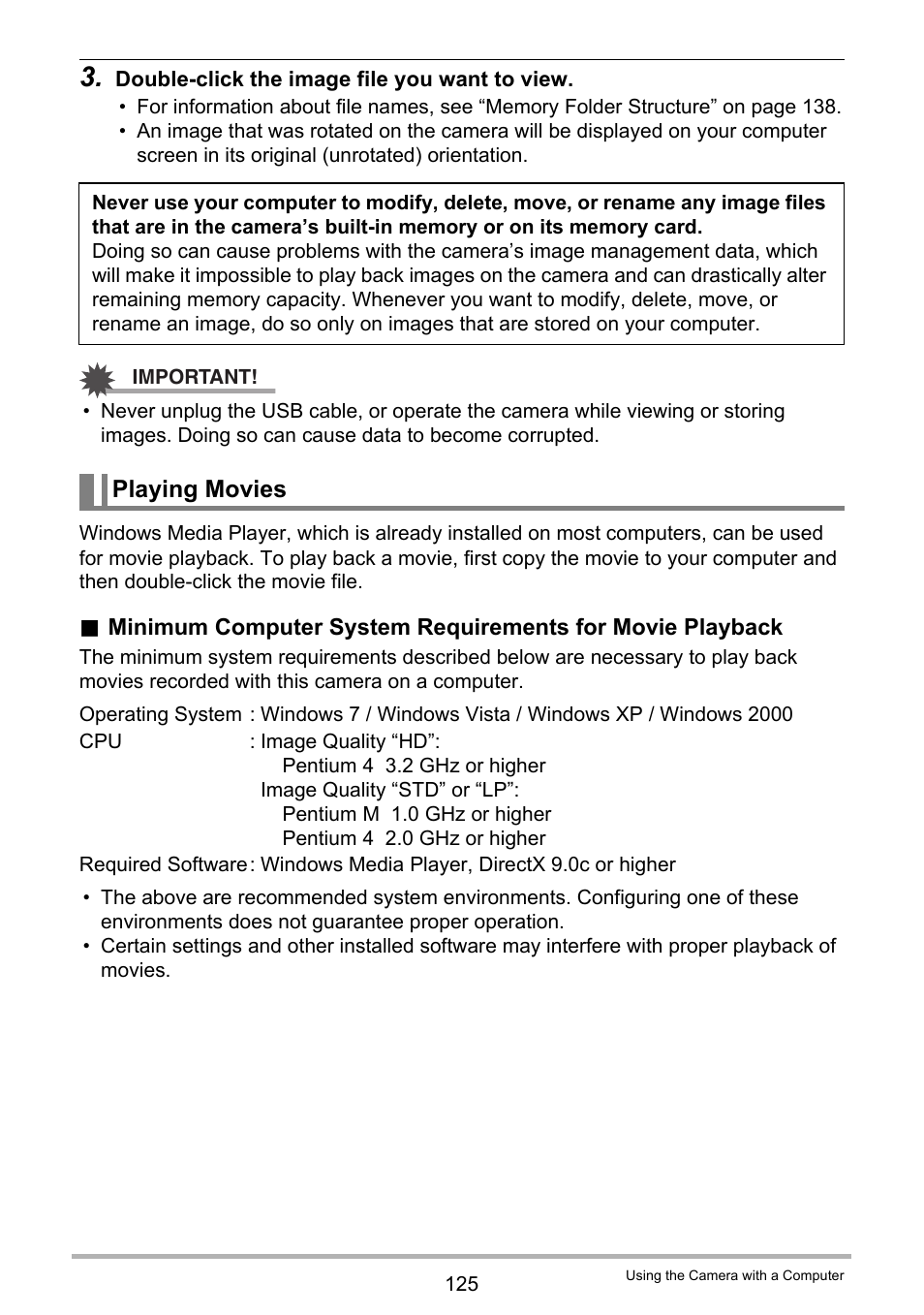 Playing movies | Casio EX-Z2000 User Manual | Page 125 / 195