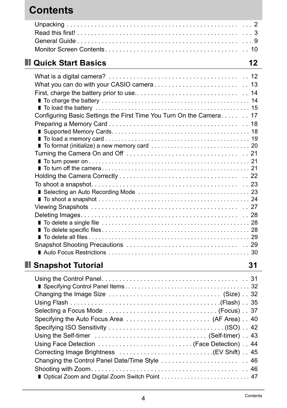 Casio EX-Z2000 User Manual | Page 4 / 195