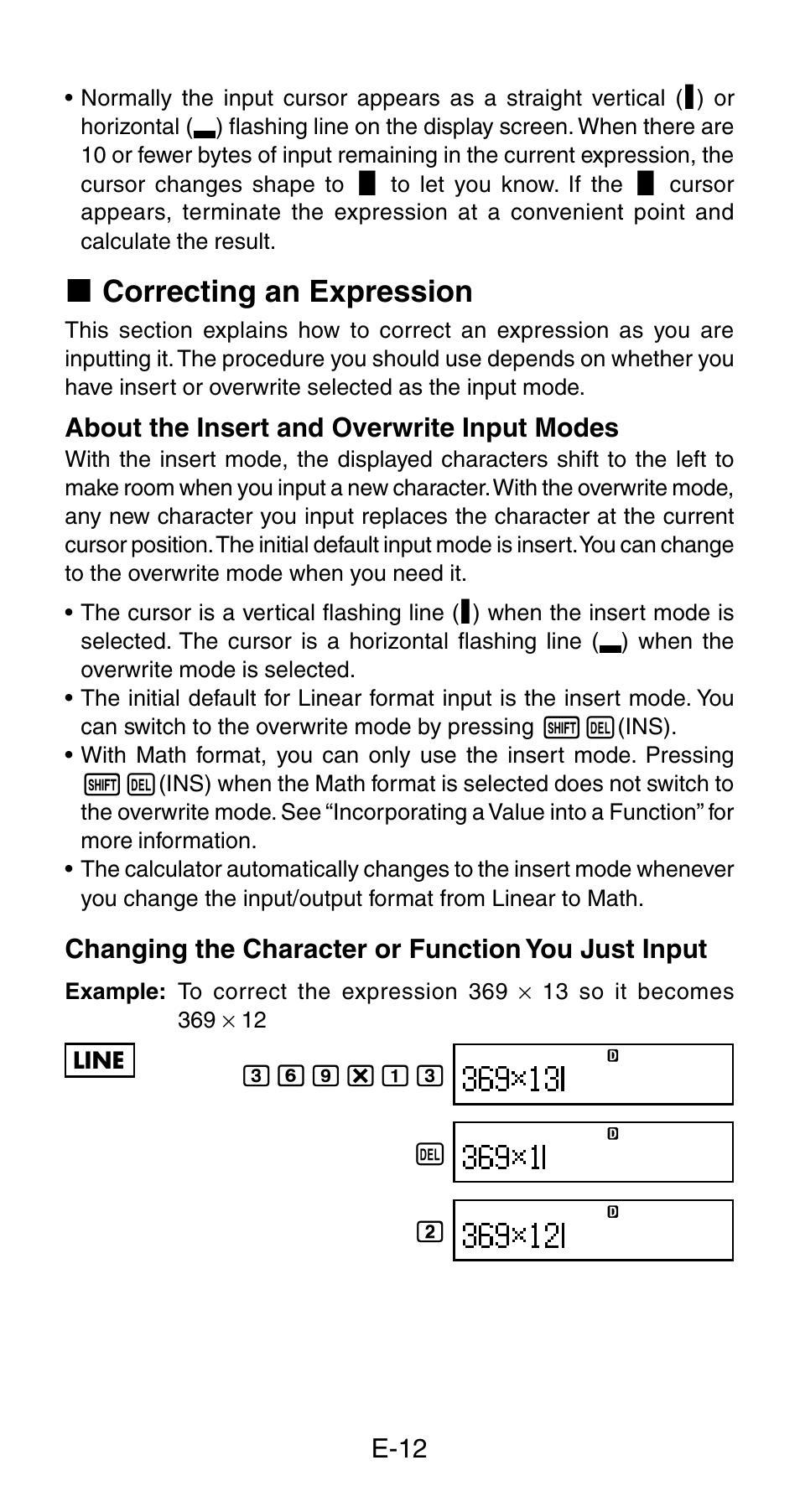 K correcting an expression | Casio fx-115ES User Manual | Page 14 / 75