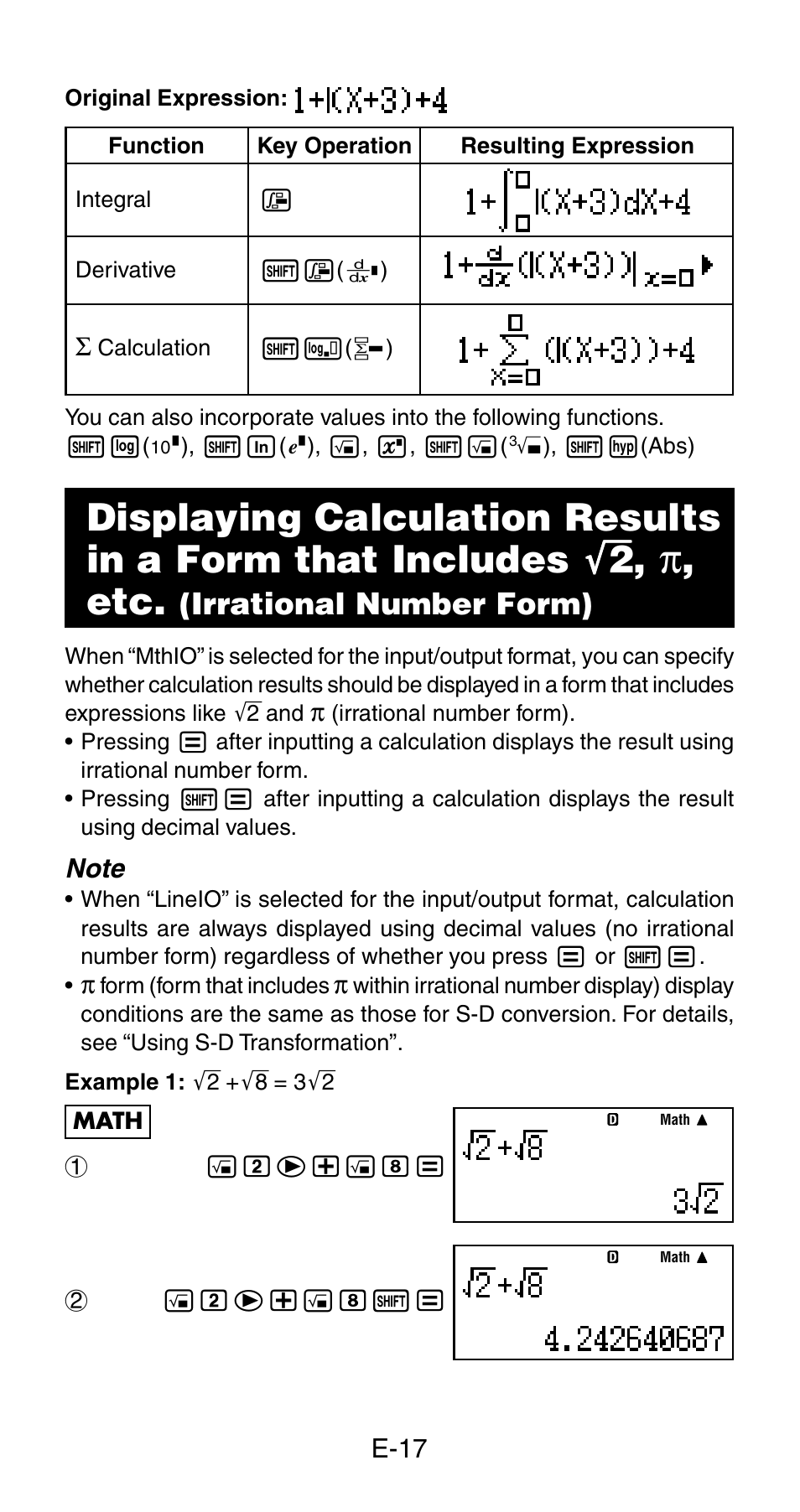Irrational number form) | Casio fx-115ES User Manual | Page 19 / 75