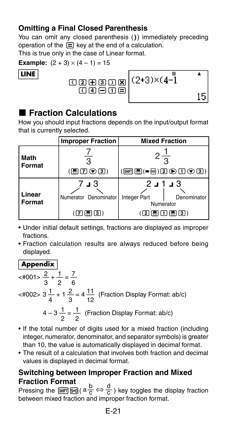 K fraction calculations | Casio fx-115ES User Manual | Page 23 / 75